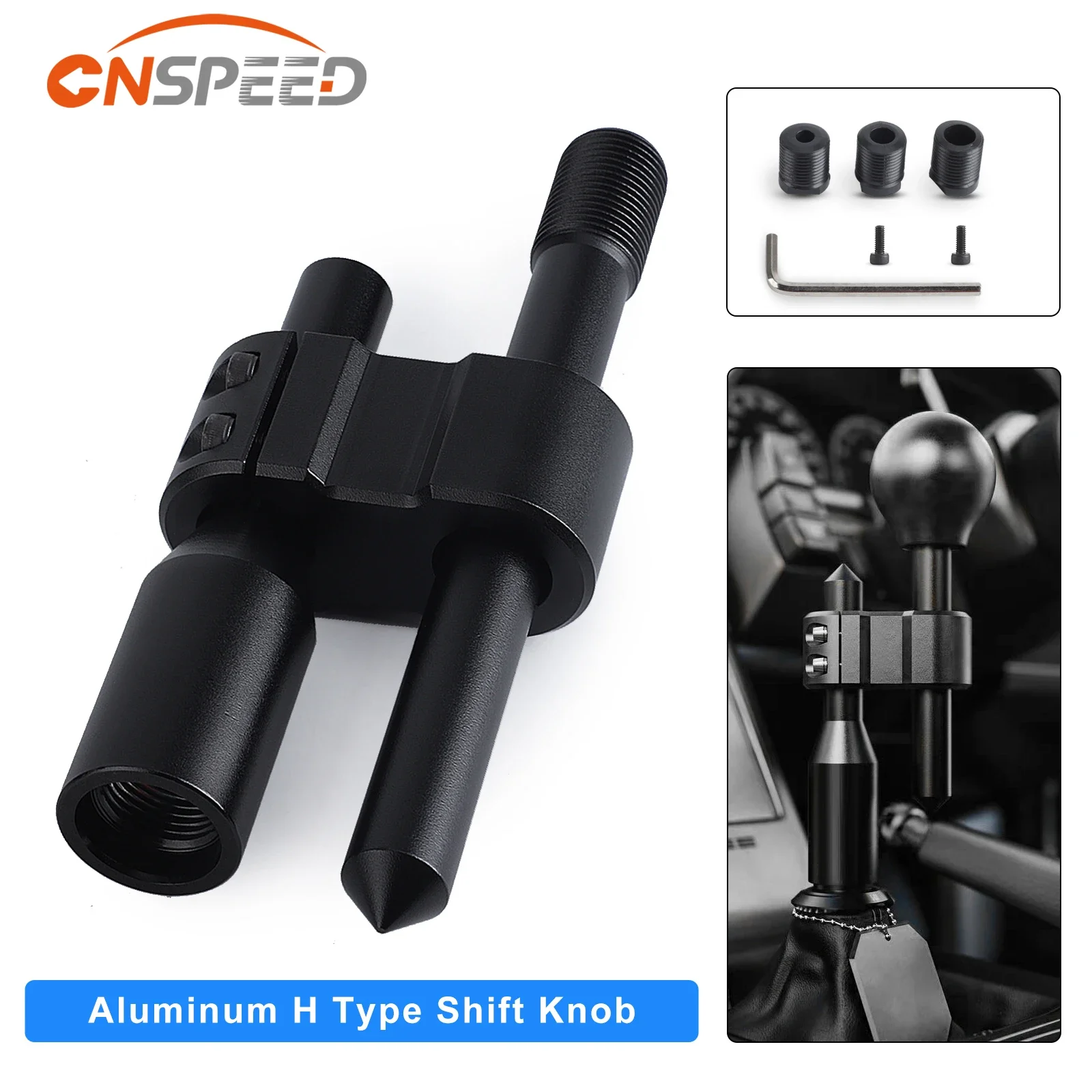 Picture 5: Universal Extension Adjustable Extender Gear Shifter With Three Adapters 8MM 10MM 12MM Car H Type Aluminum Gear Shift Knob