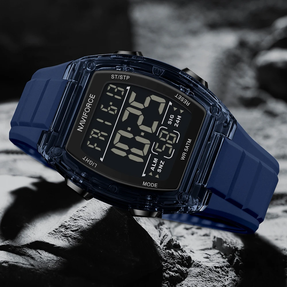 NAVIFORCE Top Brand Luxury Mens Watches Alarm Stopwatch LED Digital Backlight Display Waterproof Sport Watch Men Montre Homme
