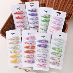 6pcs/set Girls Sequin BB Hair Barrettes Clips Cartoon Transparent Flowing Children Bangs Hair Gripes Women Headwear Accessory