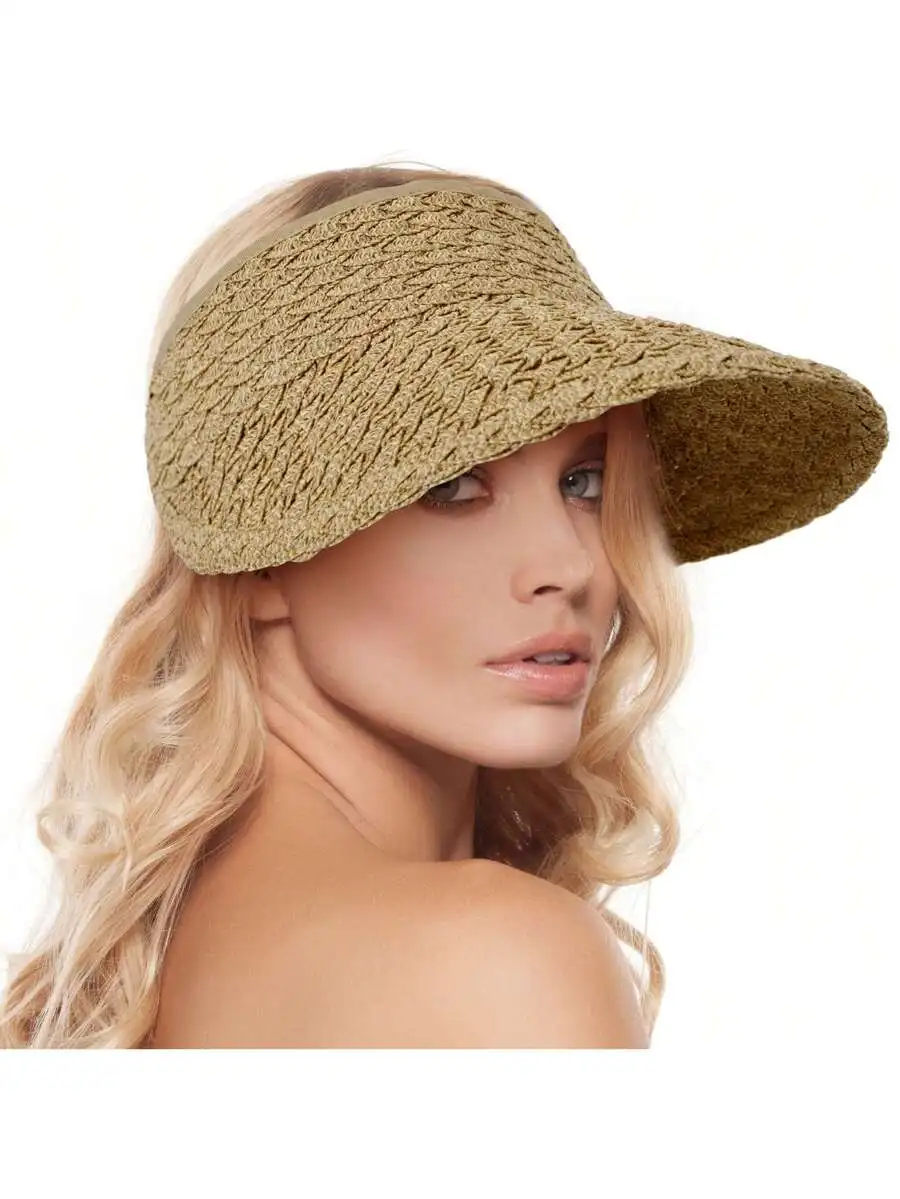 

Women Wide Brim Straw Sun Visor Hat For Beach Golf Outdoor