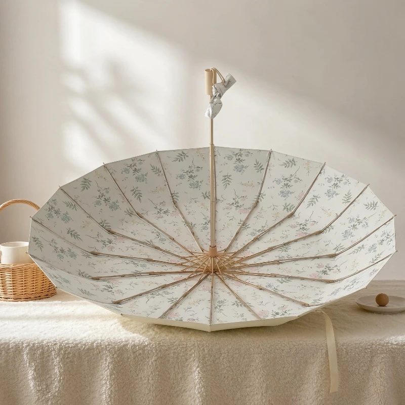16-Bone Folding Umbrella UV Protection Wind Resistant Large Parasol Retro Classic Design for Women Travel Daily Use 접이식 우산