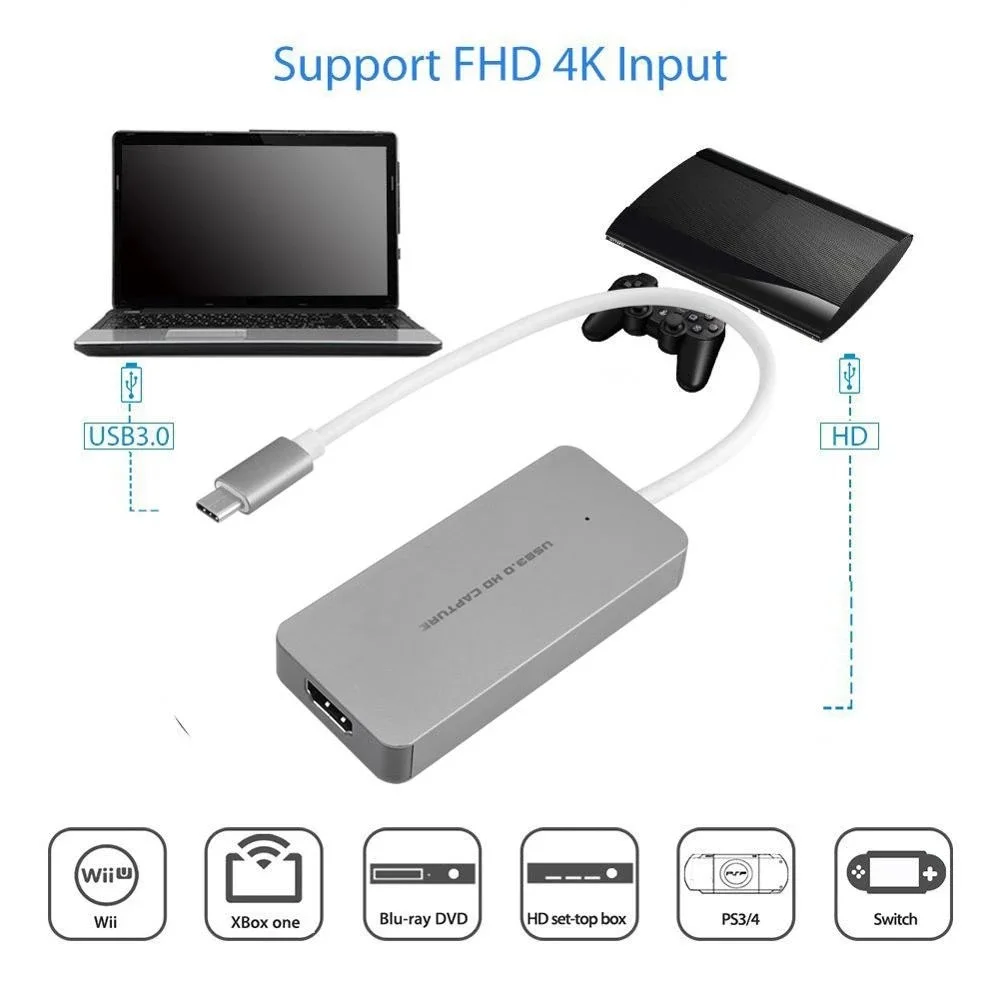 Dongle d'enregistrement en Streaming en direct, HDMI vers USB 3.0, carte d'acquisition pour jeux vidéo, pour PS3, PS4, XBox one, TV, caméscope, téléphone