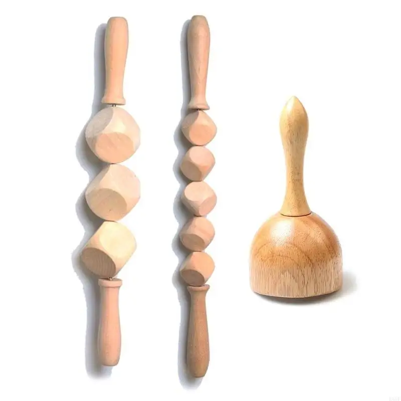 

E65F Professional Wooden Massage Tools Anti Cellulite Cubed Body Roller Manual Muscle Pain Relief Therapy Relaxation