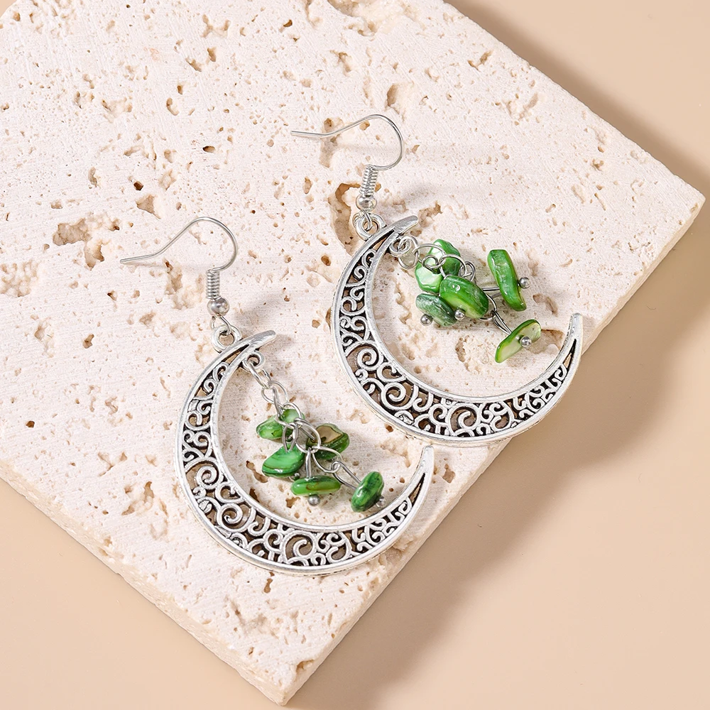 Aihua Böhmen Unregelmäßige Steine Creasent Mond Ohrringe Für Frauen Persönlichkeit Ästhetische Mode Ohrringe Schmuck Geburtstag Geschenke – Detail 5