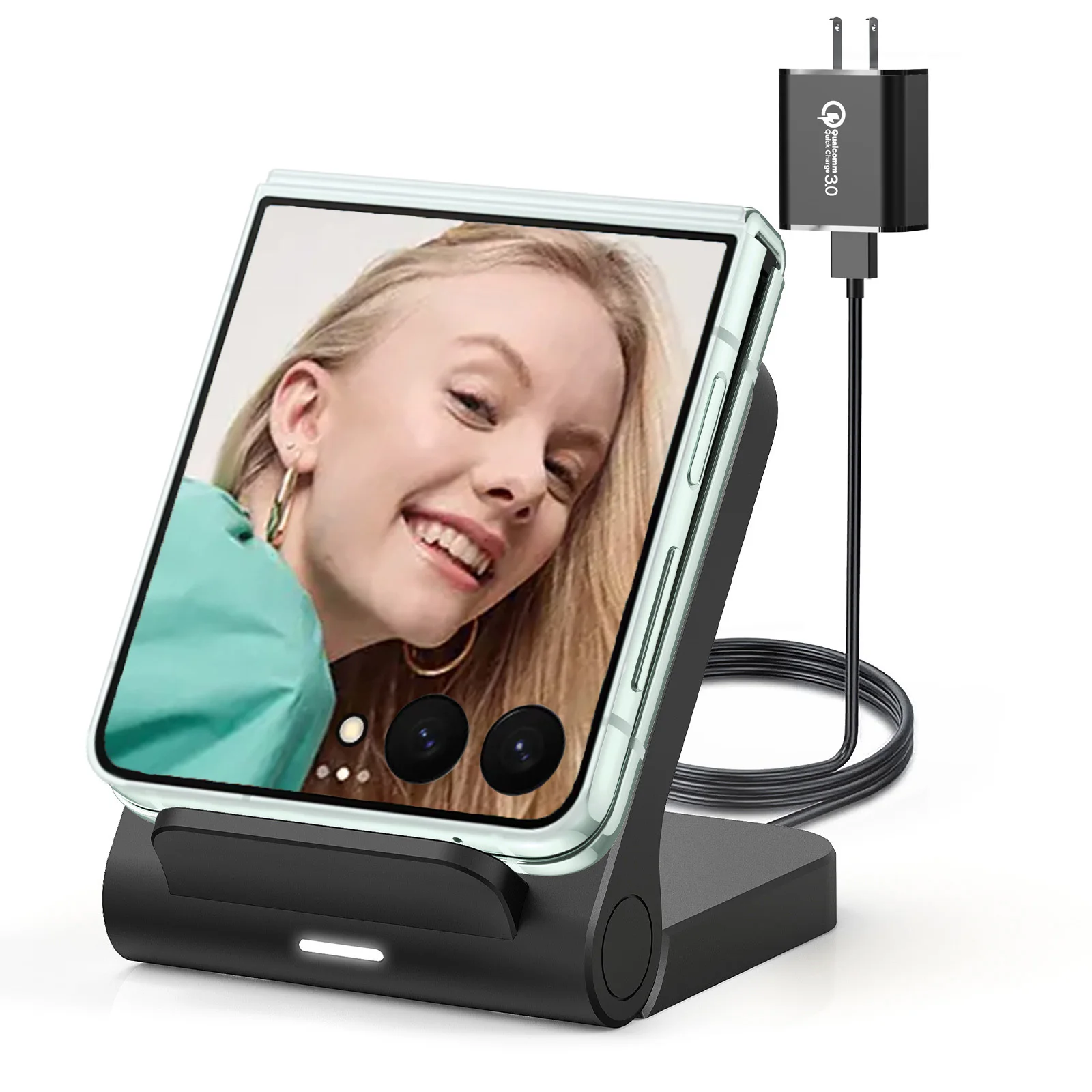 Wireless Charger for Samsung Galaxy Z Flip, 15W Fast Wireless Charging Stand, Compatible with Z Flip 7/6/5/4, for Motorola Razr/Razr+/Razr Ultra 2025, Non-Fold
