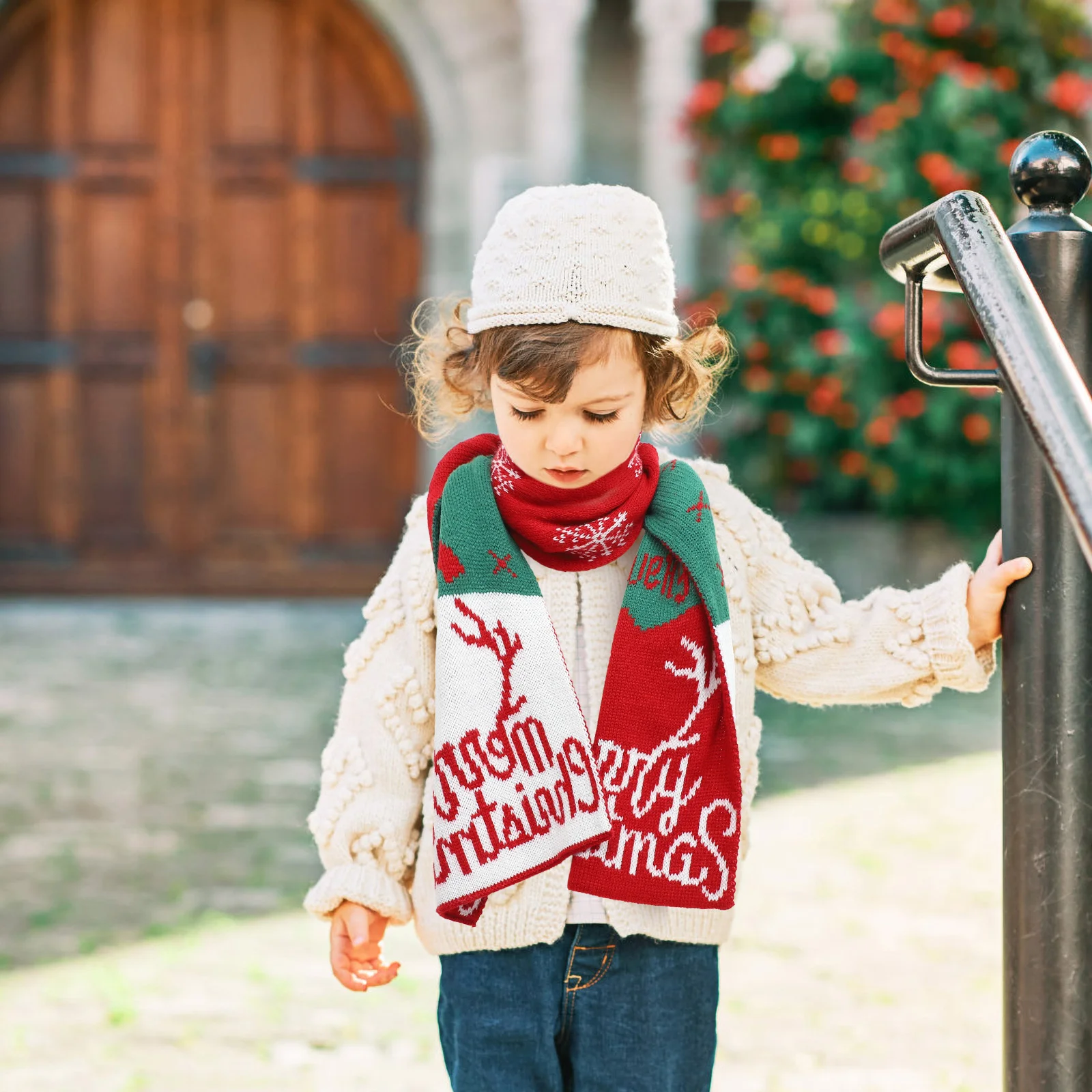 Children's Christmas Scarf The Gift Kids Neckerchief Classic Holiday for Yarn Lovely Miss Costumes