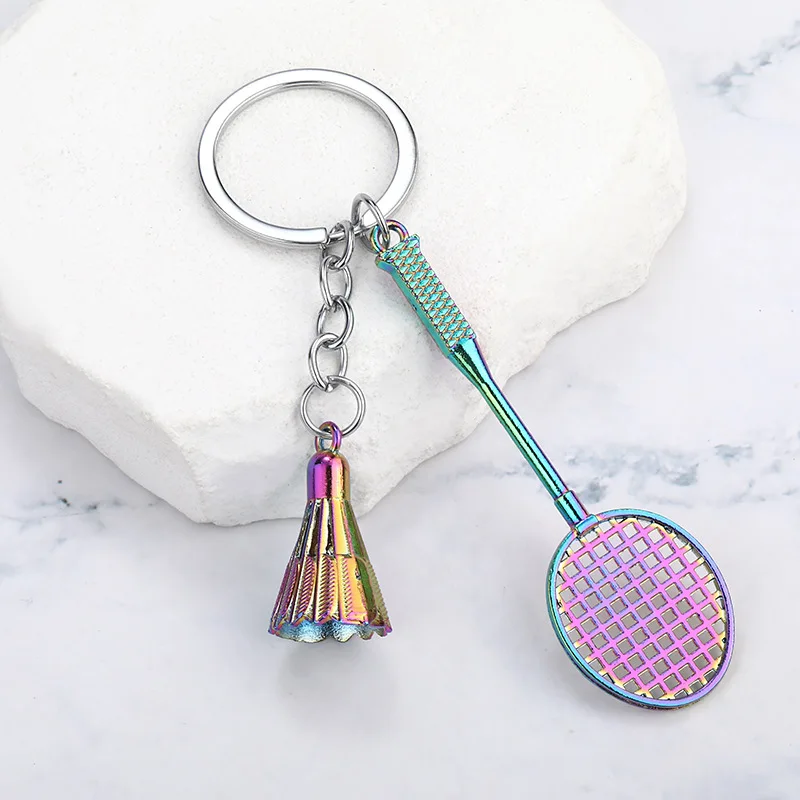 Mini Football Badminton Golf Simulation Sports Supplies Keychain Fashion Sport Souvenirs Cool Backpack Metal Pendant Keys Buckle