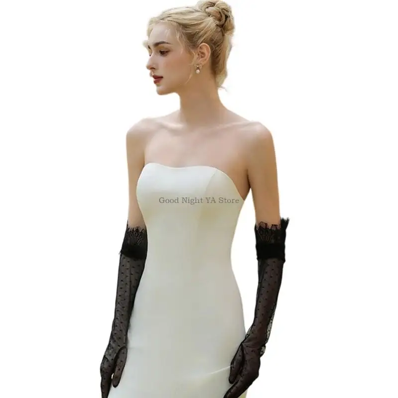  Elegant Fingerless Gloves Lace Unique Outfits Long Gloves for Flapper Bride Wedding Dancing Accessories