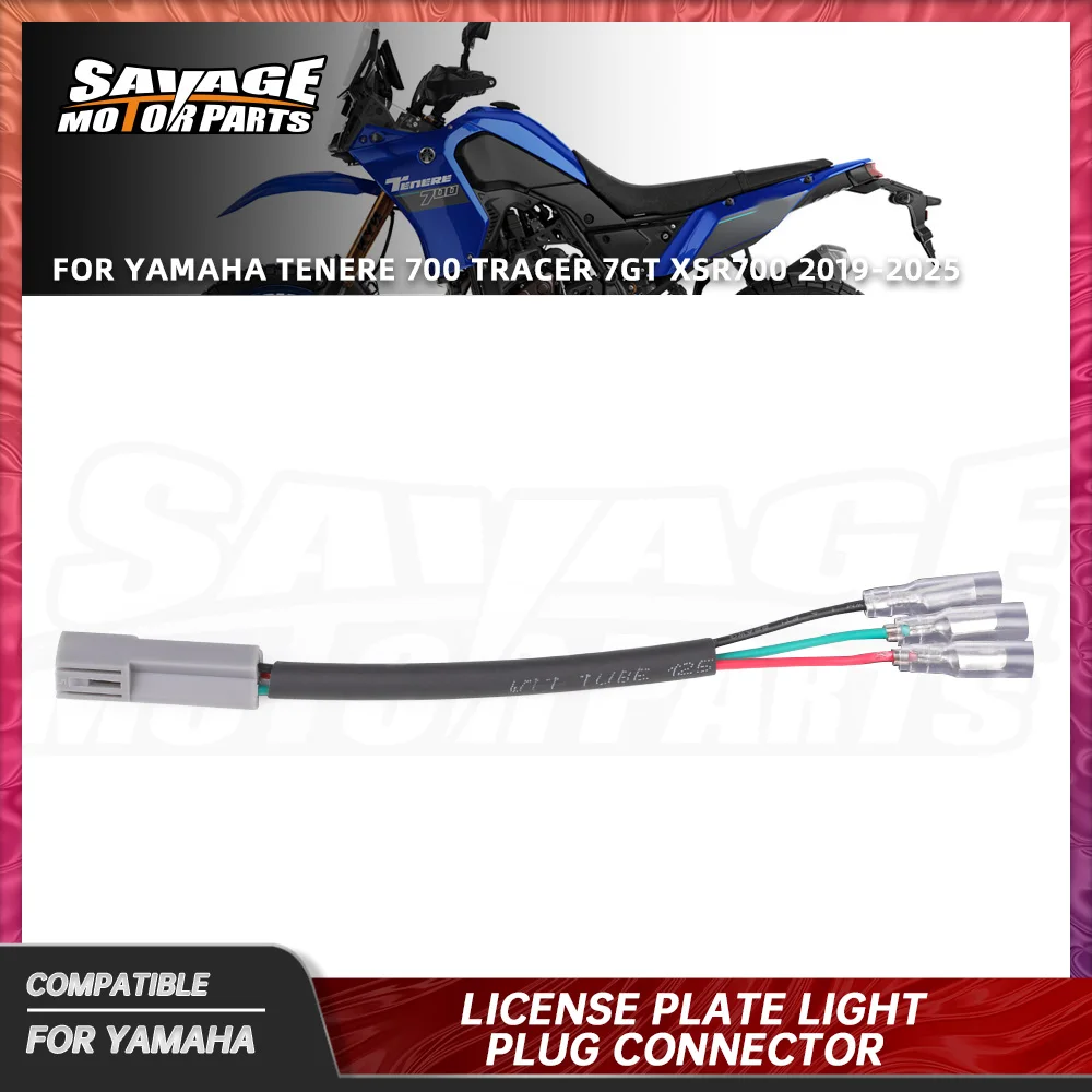 For Yamaha Tenere 700 Tracer 7GT XSR700 2025 License Plate Light Adapters Plug Connector Harness Motorcycle 3 Wire Connector