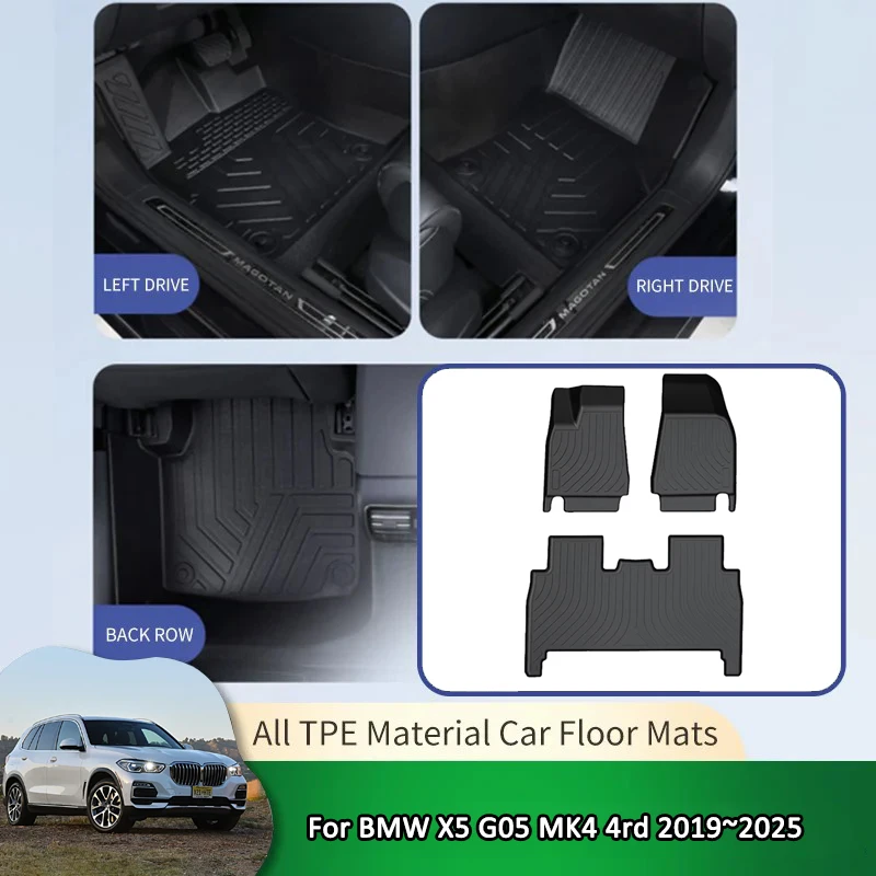

Для BMW X5 G05 MK4 4rd 2019 ~ 2025 2020 2021 2022 TPE Автомобильный водонепроницаемый нескользящий напольный коврик с полным объемным звуком, защитный коврик для ног