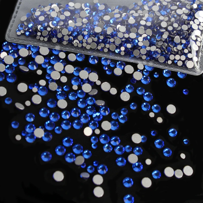 Navy blue 3D Nail Art Non Hotfix Crystal Rhinestones For Nails Art Decoration Glue On Glass Diamonds DIY Wedding Dresses 202