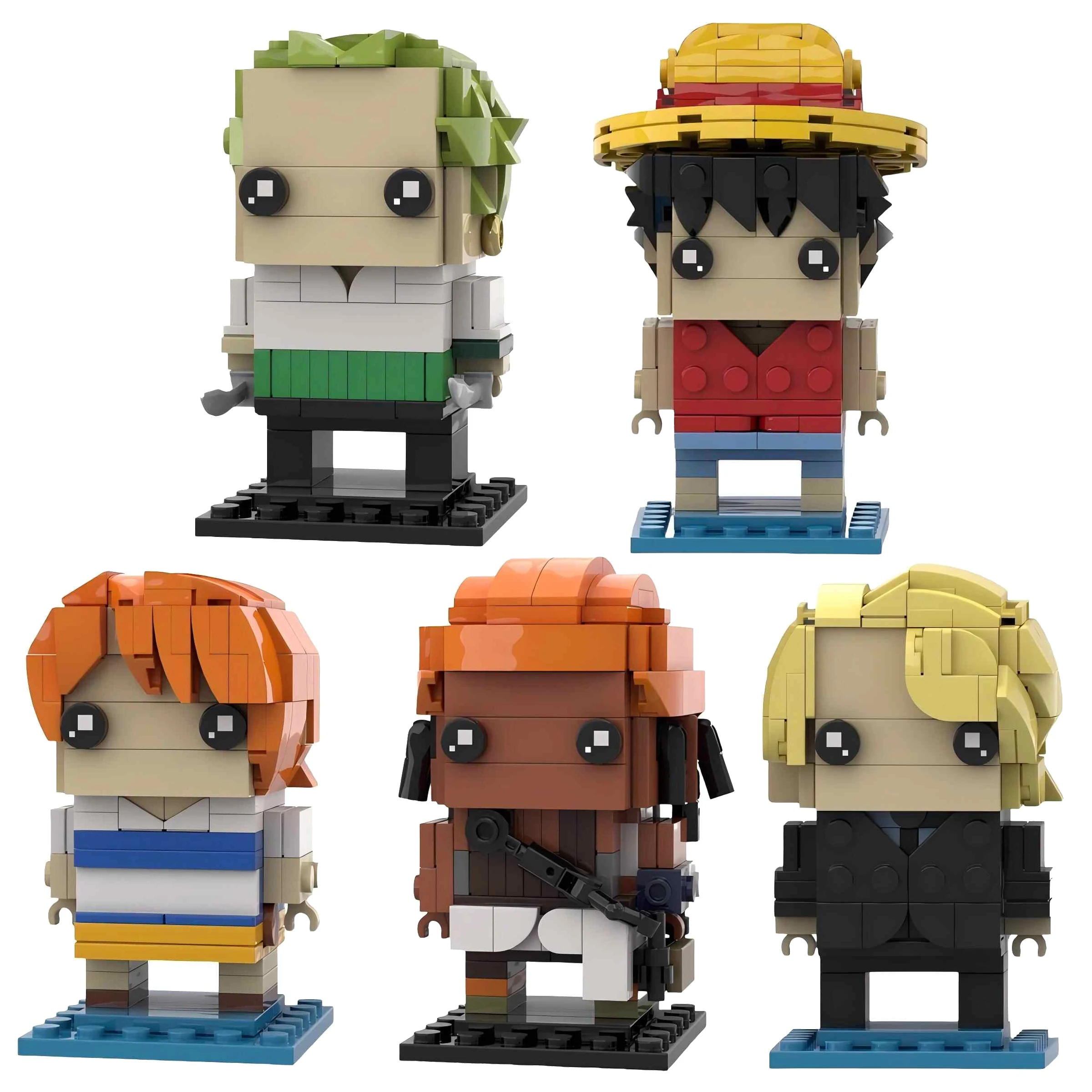 

Anime Series Pirate Character Building Blocks MOC Sailing Swordsman Square Head Figures Assembly Model Puzzle Toy Birthday Gift