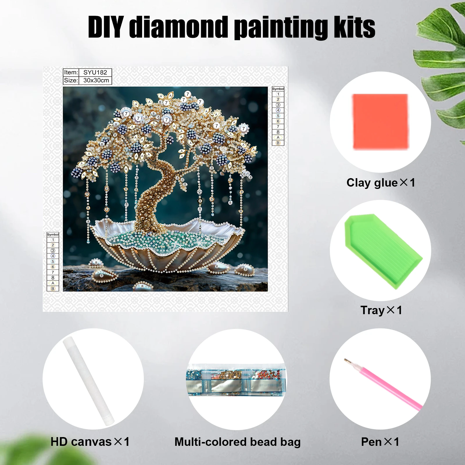 DIY money tree Special Shape Diamond Art Painting Kit for Adult Beginner,Crystal Diamond Dot Kit for Home Wall Decoration Gift - view 3