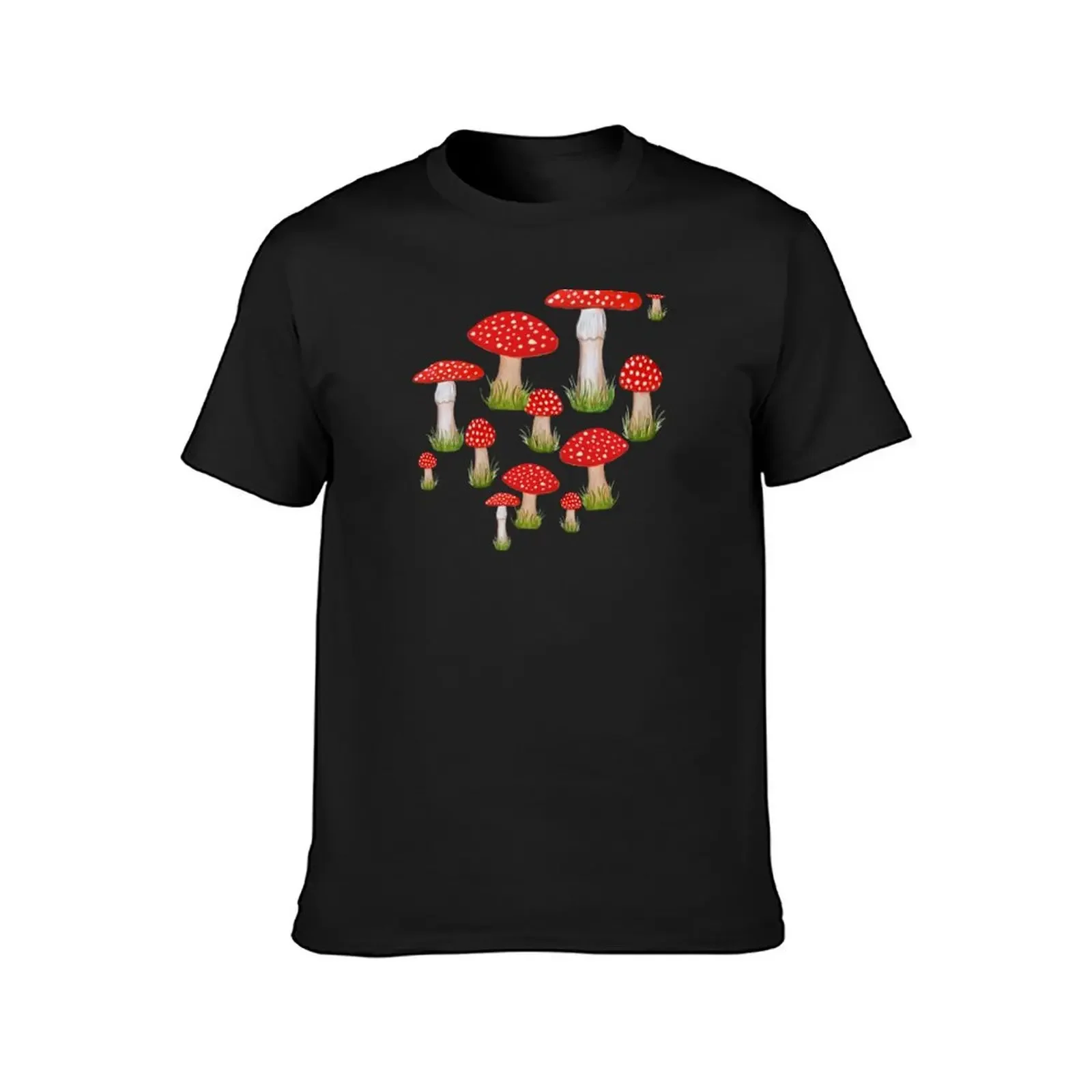 red mushrooms and red toadstools T-Shirt summer clothes cute tops graphic t shirts mens vintage t shirts