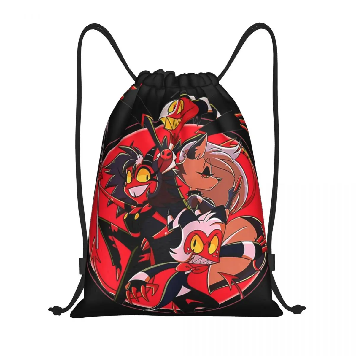 Helluva Boss Cartoon Drawstring Backpack Gym Sports Sackpack Loona Millie String Bags for Working Out