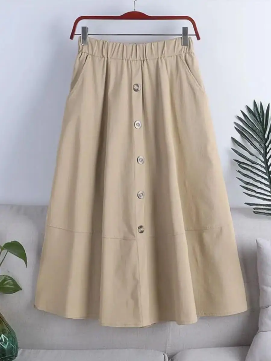 

Summer New Style High Waist Midi Skirt Women's A-Line Half-length Umbrella Skirt Slimming High Heels Versatile Japanese Style