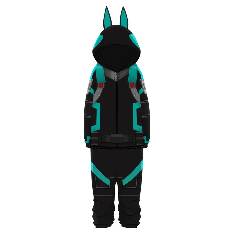 AIAI 2025Deku Costumes Anime My Hero Academia Izuku Midoriya Cosplay Costume Sleepwear Boys Girls Hoodie Pants Pajamas Jumpsuit view 3