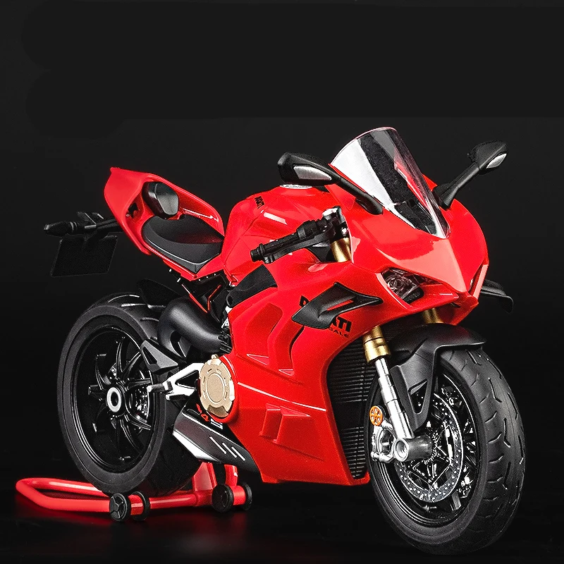 Ducatis Panigale V4S-motocicleta de carreras de aleación de Metal fundido a presión, modelo de motocicleta de calle de gran tamaño, regalo ligero