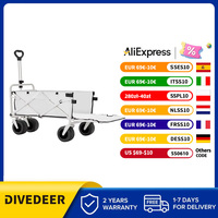 DIVEDEER Folding trolley Collapsible large capacity multi-purpose trolley Outdoor camping table picnic barbecue trolley
