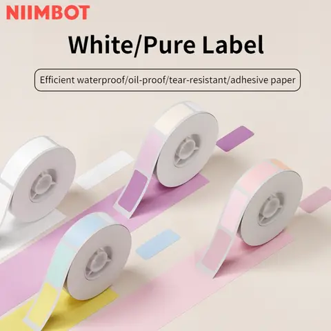 NiimBot D11 흰색/색상/투명 라벨 인쇄 용지 이름 스티커 방수 자체 접착 만화 라벨 용지