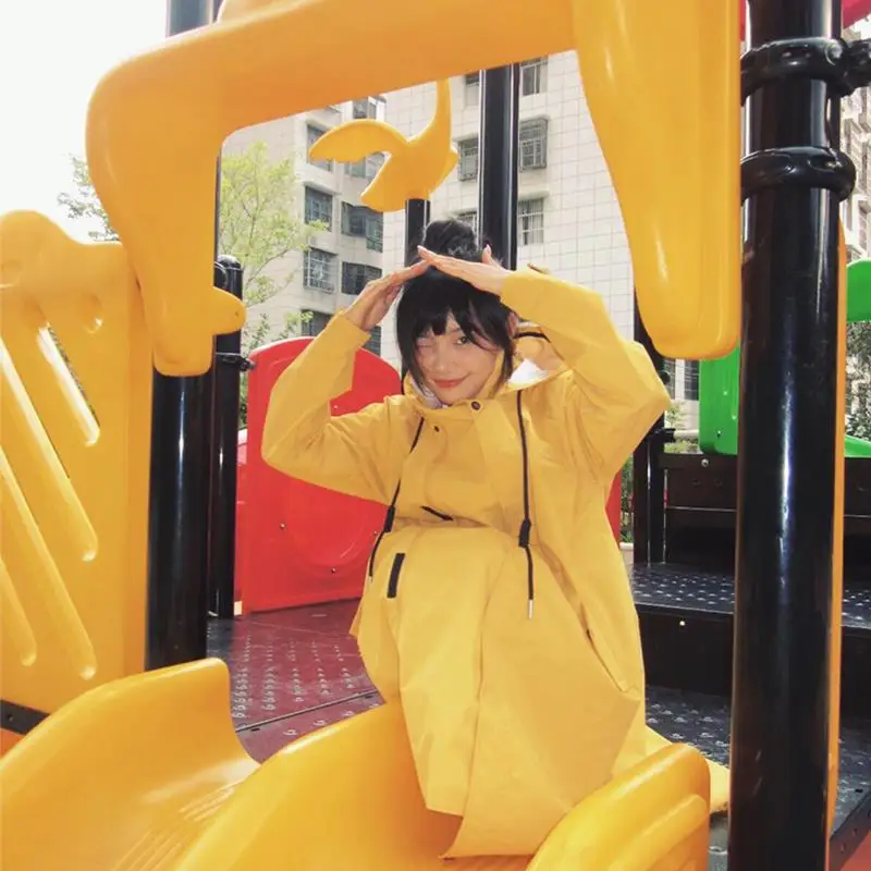 

Желтый длинный плащ-дождевик для взрослых, стильная верхняя одежда для концертов, портативный, для водителей, из прочного материала EVA