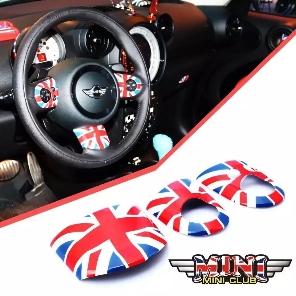 

3pcs Union Jack Car Steering Wheel Sticker Cover Decoration for Mini Cooper JCW Clubman R55 R56 R57 R58 R59 R60 R61 Car Styling