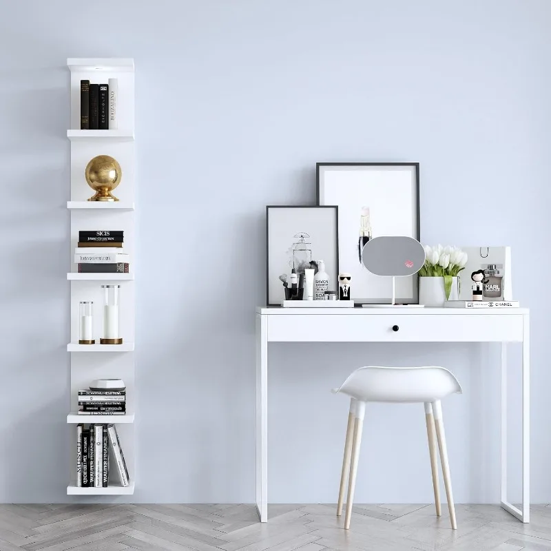 Versatile 7 Tier Wall Shelf Unit,White Lack Wall Shelf,Display Floating Shelf with LED Remote Control Light image 4