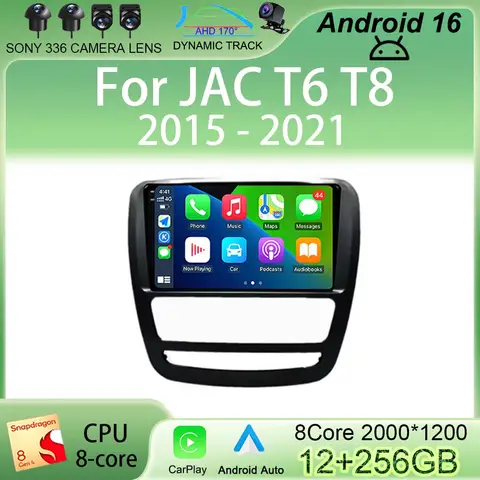 Rádio Automotivo Android 16 para JAC T6 T8 2015 2016 2018 2022 2021 Central Multimídia Estéreo com GPS e Navegação (Sem DVD)
