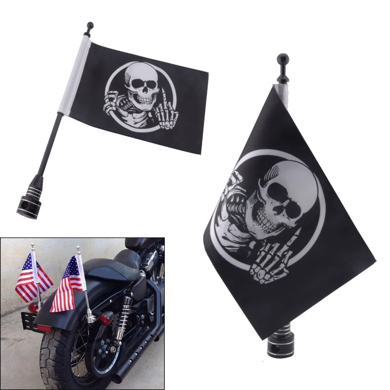 

Universal Outdoor Motorcycle Rear Side Flags Luggage Rack Mount Fender Flag Pole For Harley Honda Goldwing CB VTX CBR Yamaha