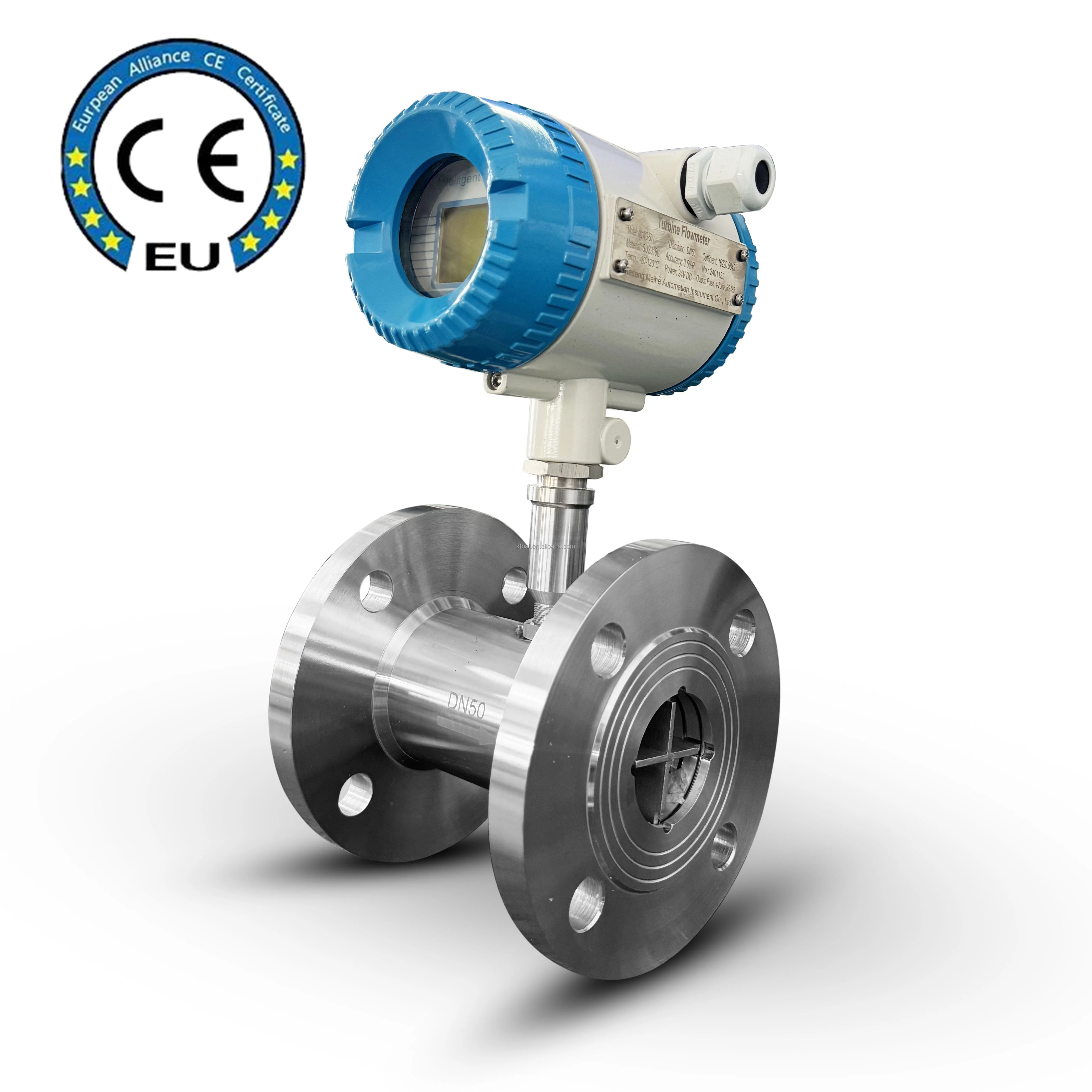 DN80 High Pressure Turbine Flow Meter With 4-20mA/ Pulse/ RS485/MODBUS Pure Water Oil Flowmeter