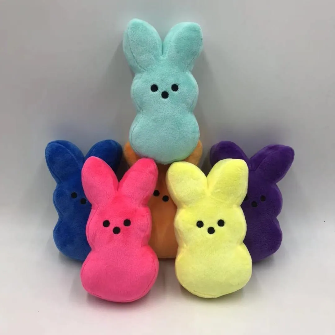 6pcs Easter Peeps Bunny Plush Toy Hand Figure Ornament Doll rabbit kids Gift Short Plush PP Cotton