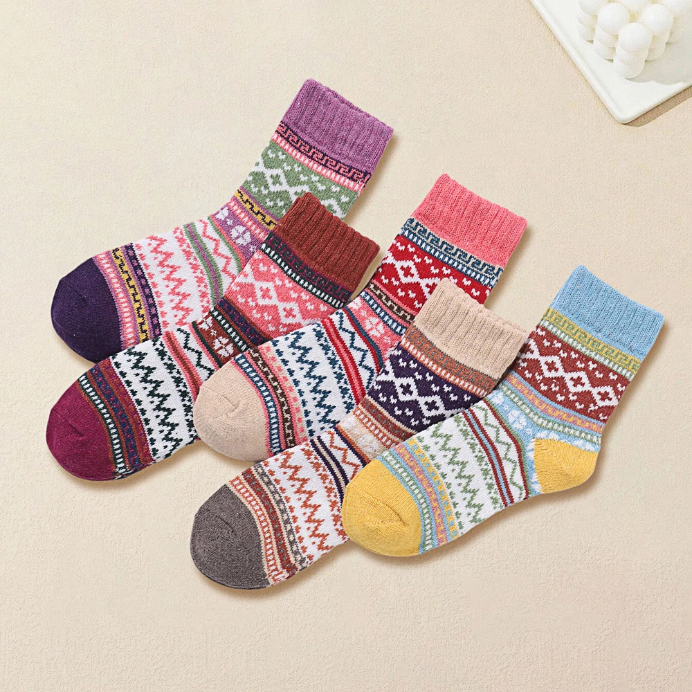 5 Pairs Wool Crew Socks Ultra Soft Thick And Warm For Ultimate Comfort Casual Knit Comfy Vintage Fashion Dress Socks