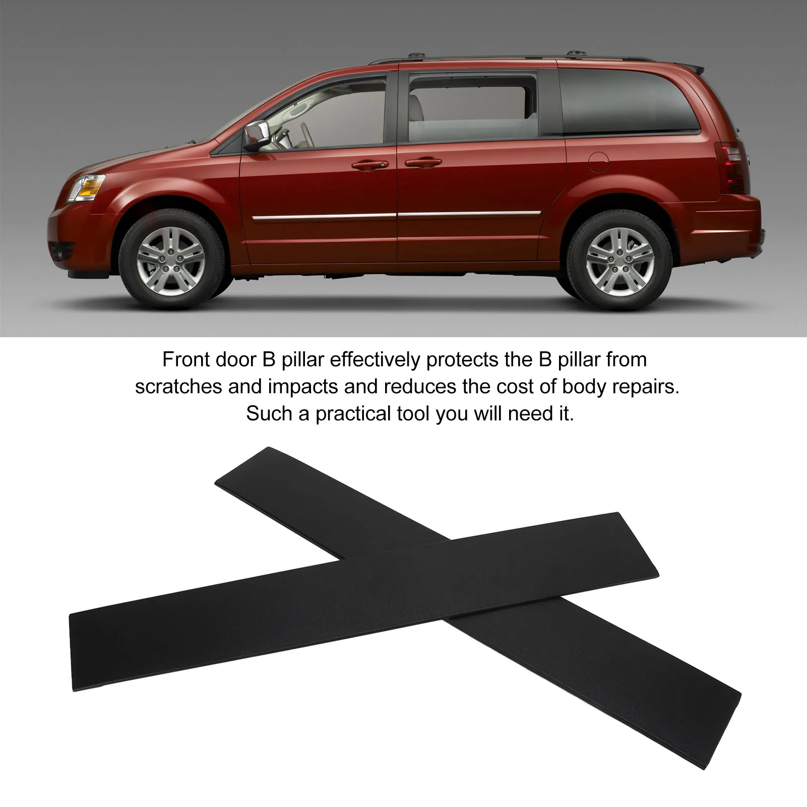 Aplicación De Pilar B Para Puerta Delantera De Grand Caravan 2008-2016 Y Town Country 2008-2020 – Negro ABS