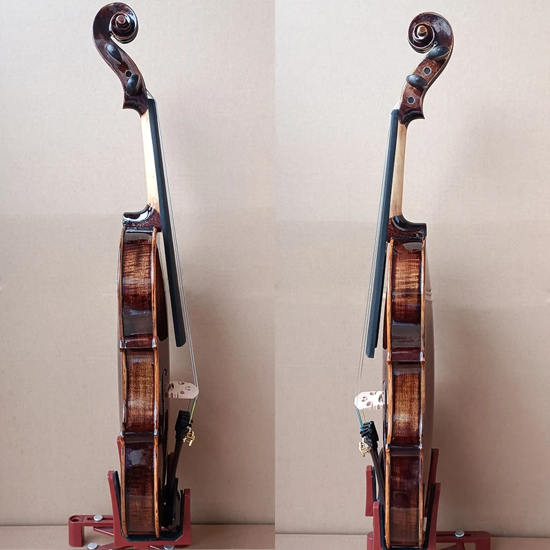 لوحة خلفية من خشب القيقب على شكل نمر مصنوعة يدويًا كمان 4/4 مجموعة طلاء الكاجو البني آلة موسيقية احترافية مع صندوق