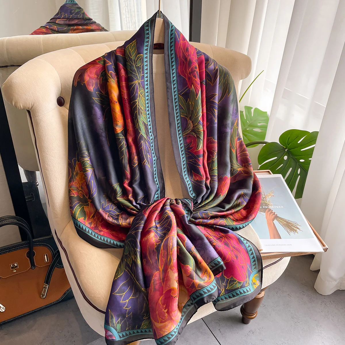 180* 90cm new luxury brand women\'s silk scarf Shawl Women\'s Beach shawl headscarf
