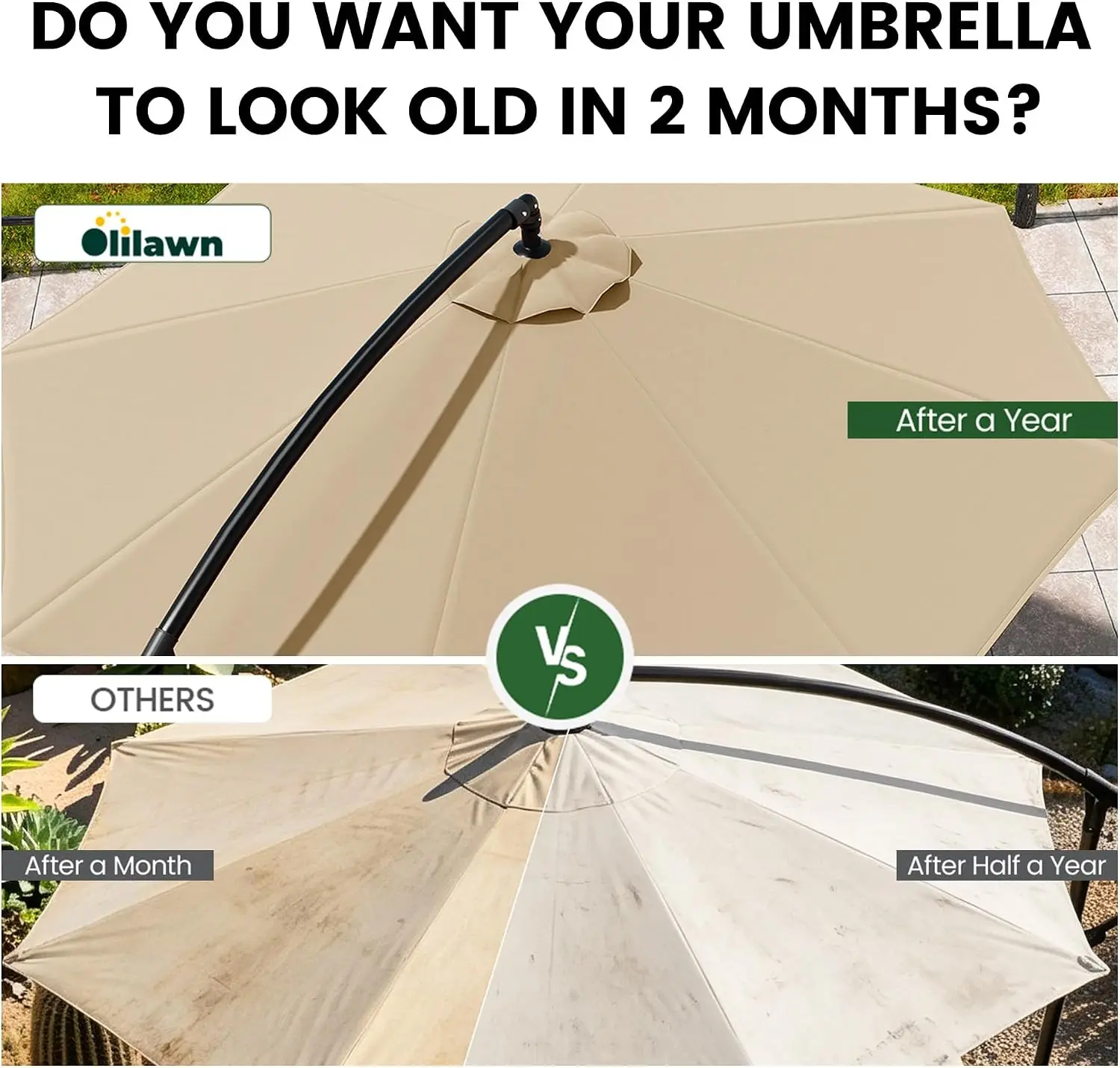 10 Foot Cantilever Offset Patio Umbrella With Base Included Outdoor Sunshade Canopy 360 Degree Rotation Infinite Tilt Heavy Duty 8 Rib Steel Frame Cream