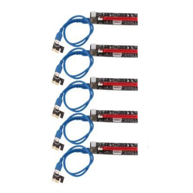 5PCS 3In1 PCI-E Riser VER103C Express 1X 4X 8X 16X Extender PCI E USB Riser Adapter Card SATA 15Pin For BTC Mining