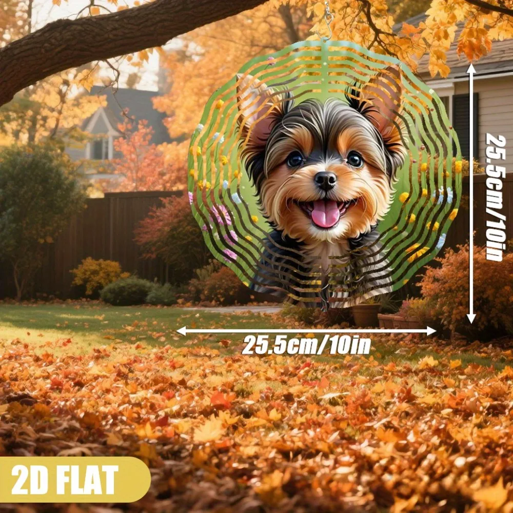 

3D Smiling Dog Wind Chime, 360 Rotating Garden Decor, Double-Sided Flower Spinner for Outdoor Patio, Creative Hanging Ornament G