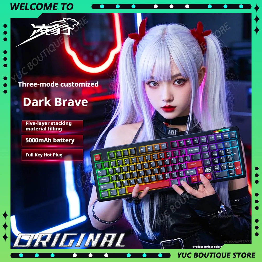 

NEW AULA×LINGBAO K98 PRO Gaming Mechanical Keyboard Tri-Mode Wireless Gasket Structure Hot Swap Gaming Keyboard 10000ma