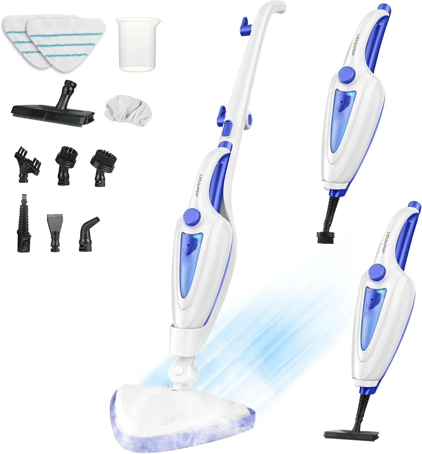 12-in-1 Steam Mop, 15-Second Heat-Up, 1500W Handheld Cleaner, Removes 99.99% Stains for Hardwood, Tiles, Windows, Furniture