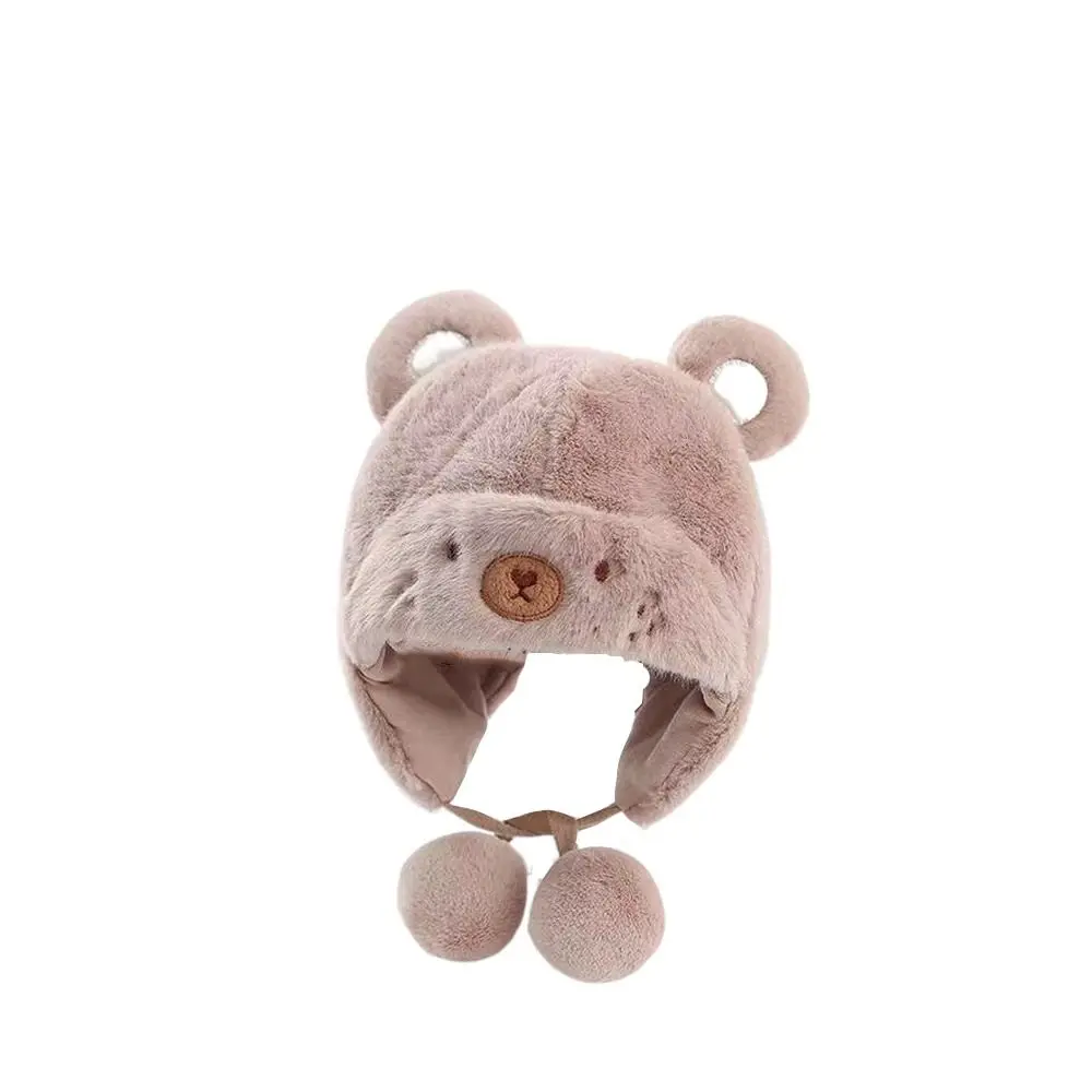

Autumn Winter Infant Ears Protection Windproof Bear Embroidery Baby Hat Earflap Beanie Hat Boy Girl Cap
