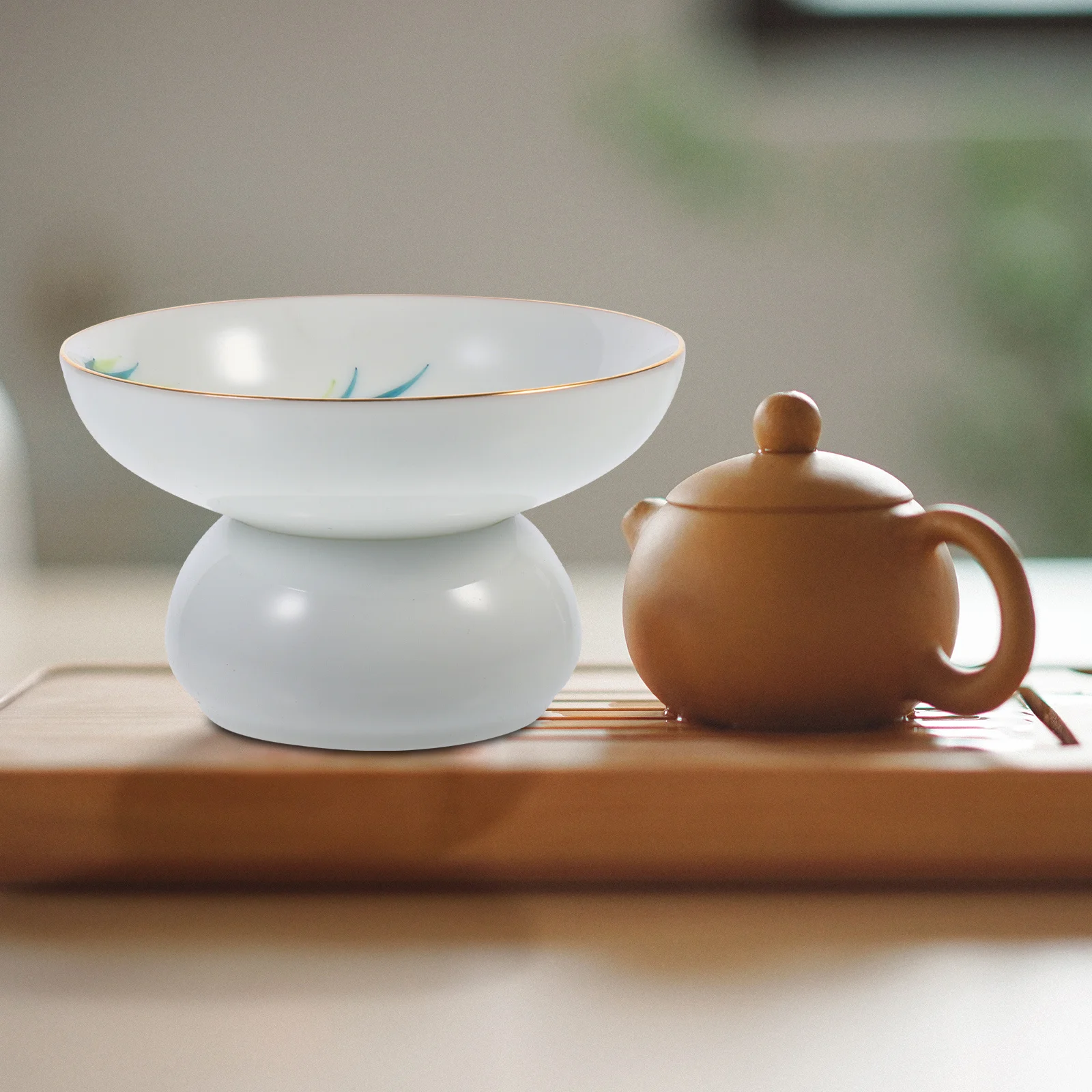 فلتر شاي سيراميك ستايل مع حامل سطح أملس مقاوم لدرجات الحرارة العالية مثالي لتخمير الشاي اليومي