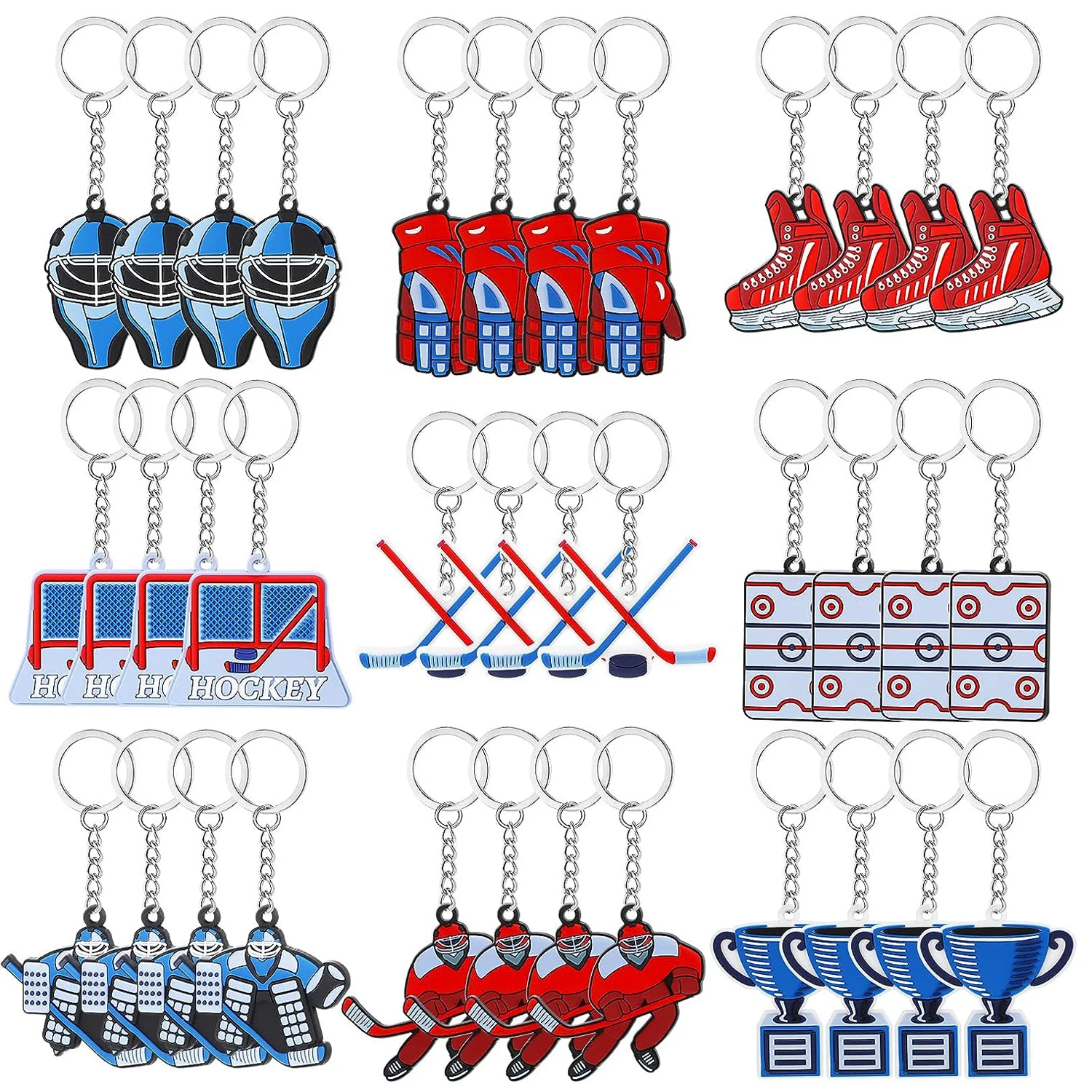 Hockey Keychain para crianças, Ice Fan Presentes, Sports Party Decoration Acessórios, 5pcs