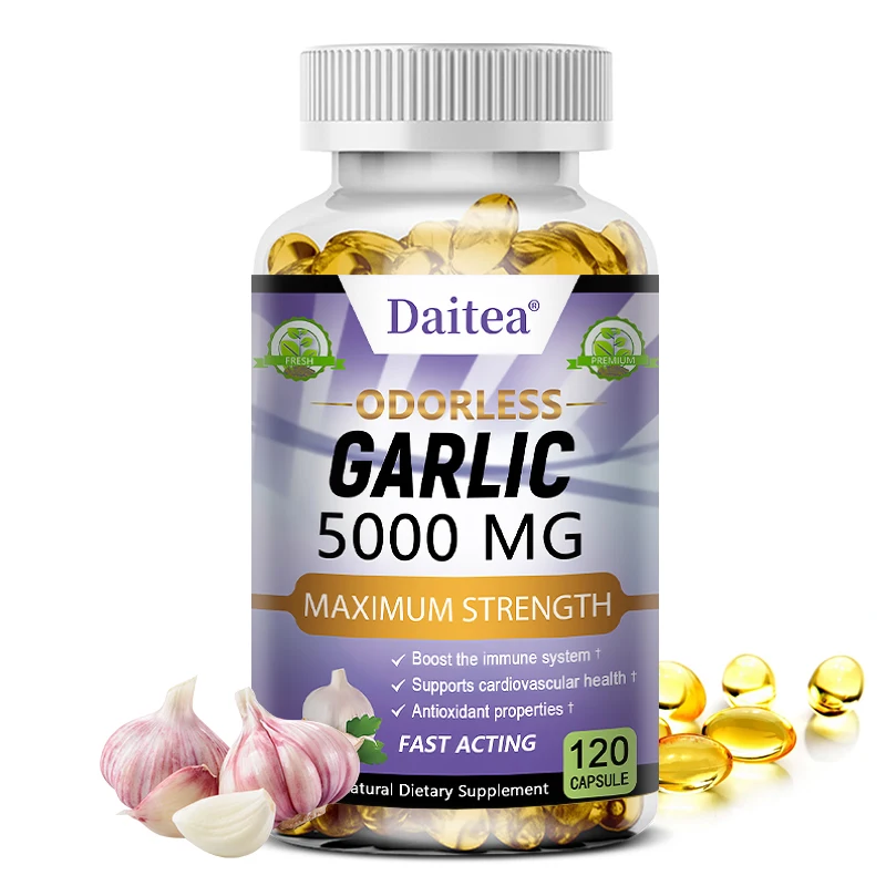 Garlic Extract Capsules 5000mg Balance Cholesterol, Help Immunity, Heart Health, Detoxification, Cleansing