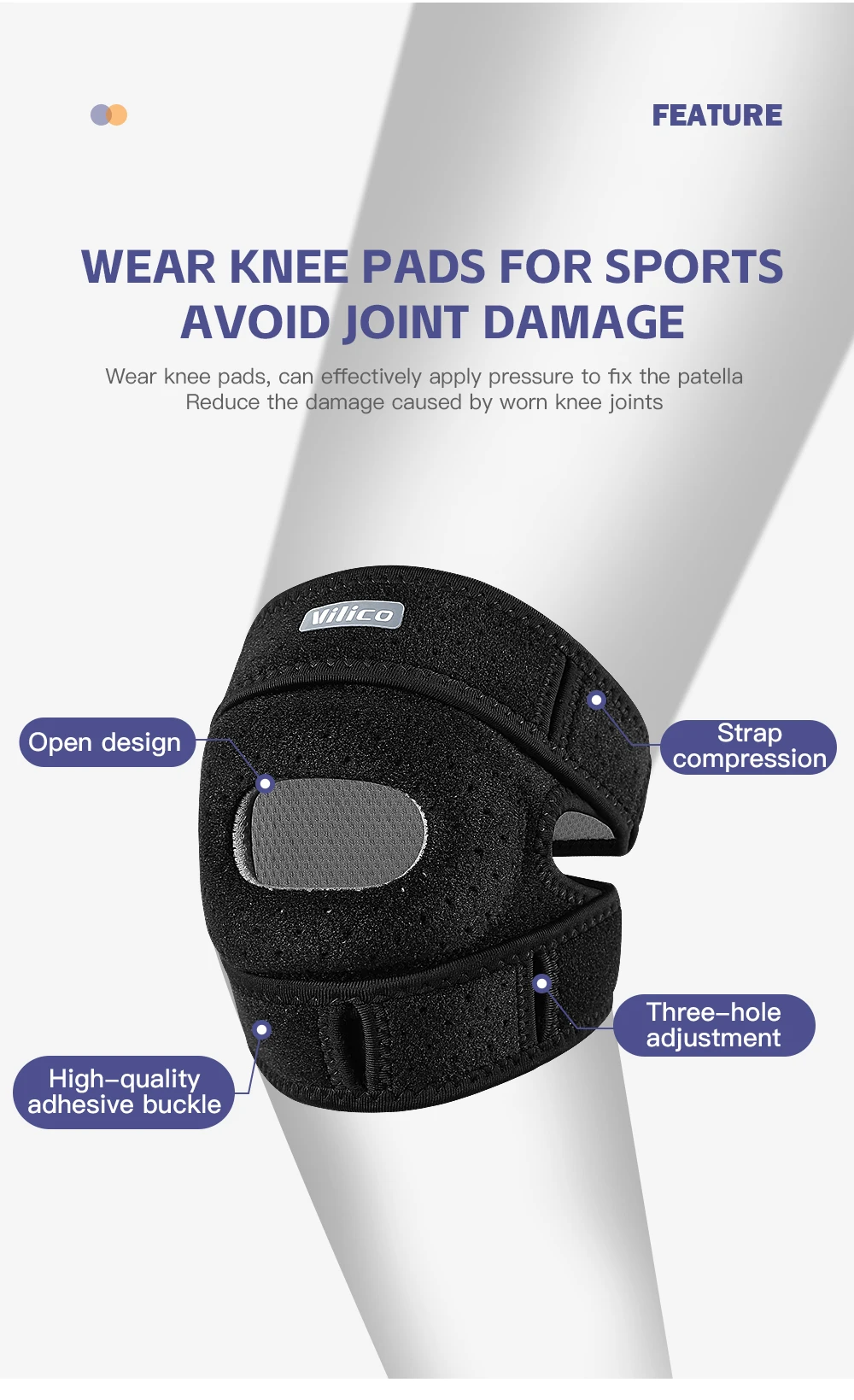 Sport Patella Strap Laufen Springseil Fitness Knieschutz Meniskus Professionelle Ausrüstung Knieschützer – Detail 3