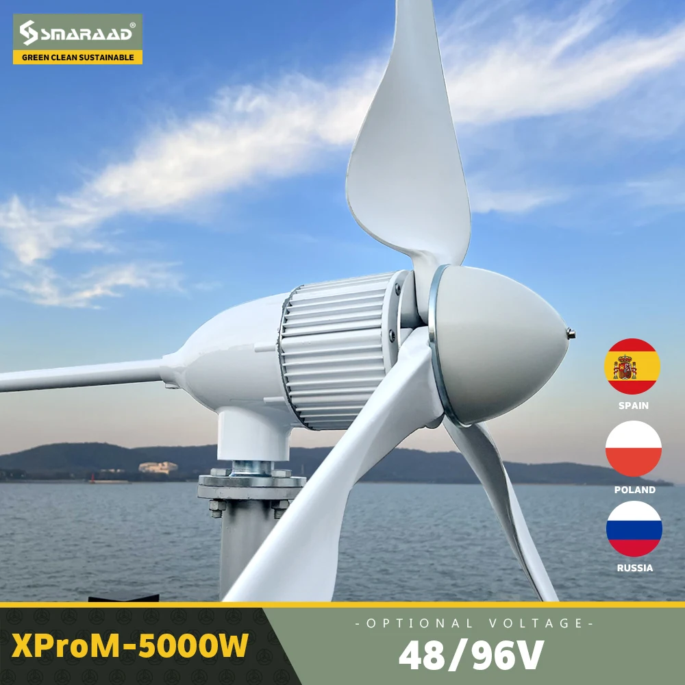 5000W 8000W Wind Turbine Generator Complete Set 24V 48V Magnetic Motor Free Energy Windmill MPPT Inverter Generador Electrico