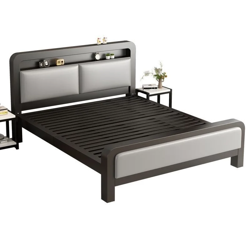 

Wrought iron bed Modern simple 1.8-meter double iron bed, 1.5 single bed for rental room