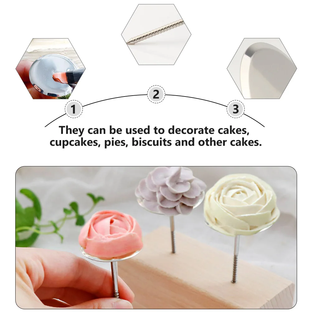 

10pcs Stainless Steel Cake Decorating Tools Flower Nails For Cupcakes Baking Molds Diy Accessories Reusable Odorless Washable
