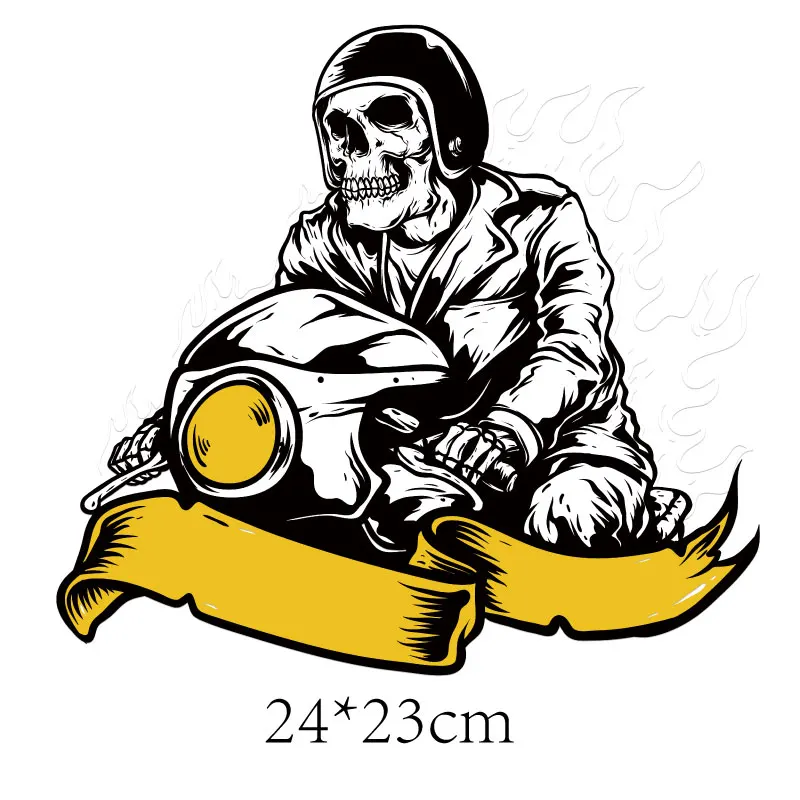 ZOTOONE Punk Motorcycle Skull Patch Iron on Transfer A-level Washable Stickers for Clothes T-shirt Jacket Applique Thermal Press