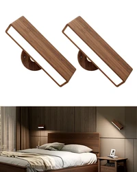 LED Wall Sconces Light Wood Magnetic Attraction Type C Rechargeable Wall Light 360 Rotate Home Decorations Reading Lighting